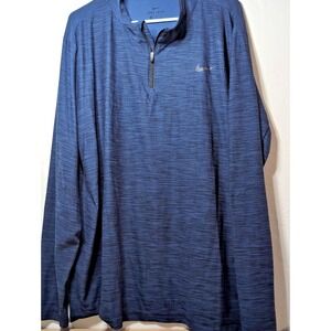 Nike Quarter 1/4 Zip Pullover Men XXL Navy Blue Dri-FIT Long Sleeve Active Wear